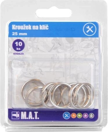 Kovinski obroček za ključe 25 mm, nikel – pakiranje 10 kos