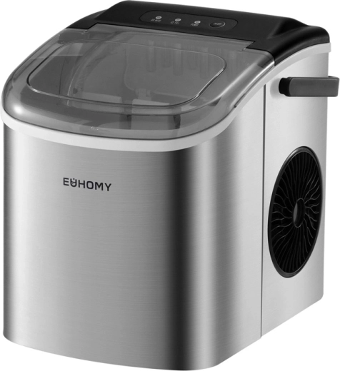 Euhomy IM001 kompaktni izdelovalnik ledenih kock 12 kg/dan, 1,2 l (srebrn)