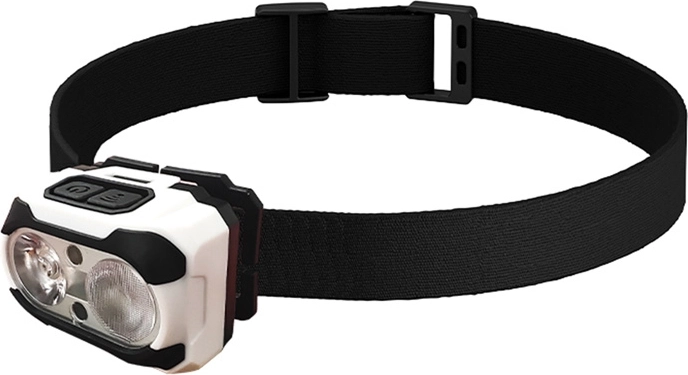 Naglavna svetilka SUPERFIRE HE10 z USB‑C, 550 lm, dvojna LED in rdečo svetlobo