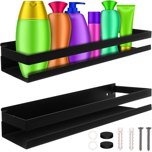 črna stenska kopalniška polica iz nerjavnega jekla 50 cm