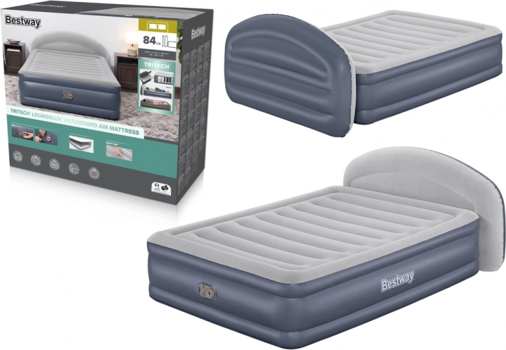 napihljiva vzmetnica BESTWAY Tritech LoungeLux 152 × 229 × 84 cm z integriranim vzglavjem in električno črpalko