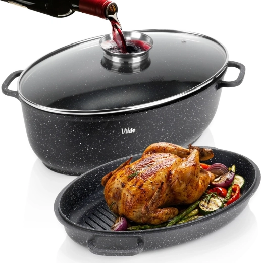 Granitni pekač 3v1 s pokrovom GRANITICA 8 + 3,2 l, 39 × 26,5 × 18 cm