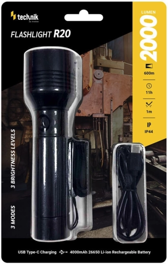 Technik mt-r20 rechargeable flashlight with focus and USB-C (2000 lm) - 1 piece