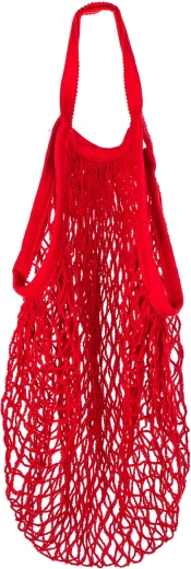 Mrežasta nakupovalna torba PRETTY UP 35 × 35 cm z dolgim ročajem – rdeča