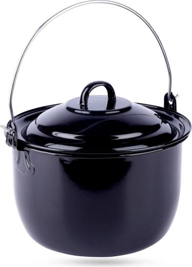 Hanging enamelled Hungarian kettle with lid, 3.8 l