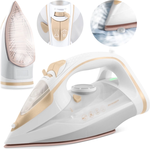 Parni likalnik 3000 W Berdsen s keramično likalno ploščo in navpičnim parjenjem