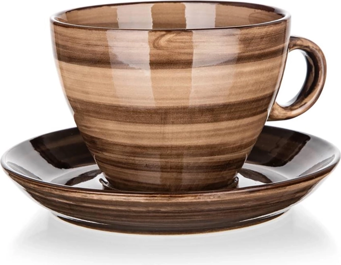 Keramična skodelica s krožničkom 290 ml Palas rjava