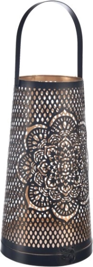 Kovinski svečnik Mandala črno/zlat 20 cm