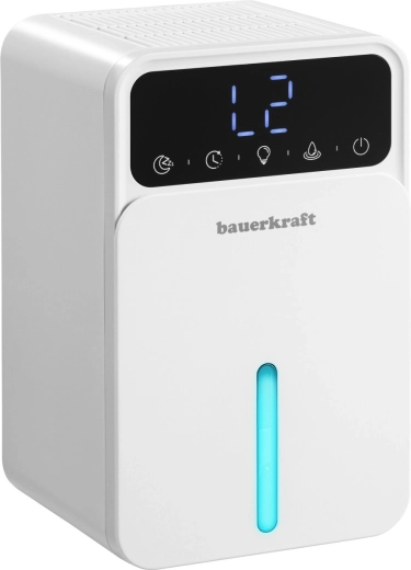Bauerkraft compact quiet mini air dehumidifier with LED and touch control 1.2 l