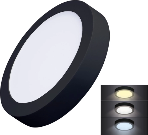 Solight nadgradni LED mini panel CCT 18 W, okrogel, črn