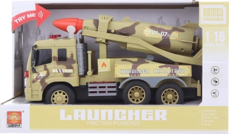 Vojaško vozilo z raketo na baterije za otroke