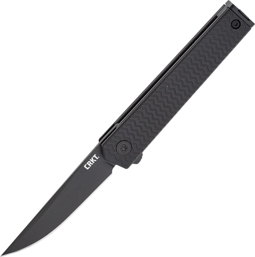 CRKT CEO Microflipper črni žepni nož Drop Point 6 cm, aluminijast ročaj