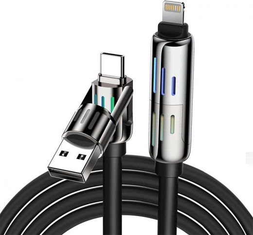 Mõnamenski 4v1 USB-C/USB-A na USB-C/Lightning kabel BlitzWolf 1,2m črn