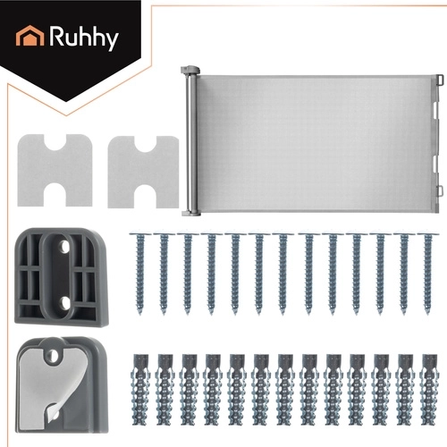 Vlečna varnostna ograja za vrata in stopnice RUHHY, siva, do širine 157 cm