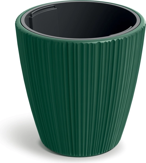 Cvetlični lonec Oro 24 cm temno zelen plastičen