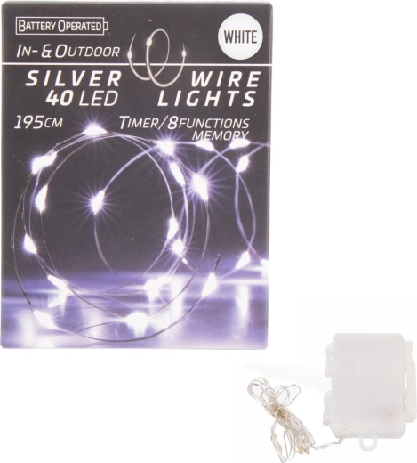 LED lučke na žički 40 LED bele s časovnikom