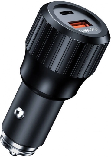 Choetech 63W dvojni avtomobilski polnilnik USB‑C 45 W + USB‑A 18 W črna
