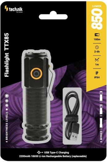 Technik TTX85 taktična svetilka 850 lm z baterijo 18650