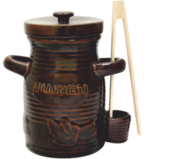 Keramična fermentacijska posoda 3,5 l s pokrovom in lesenimi kleščami