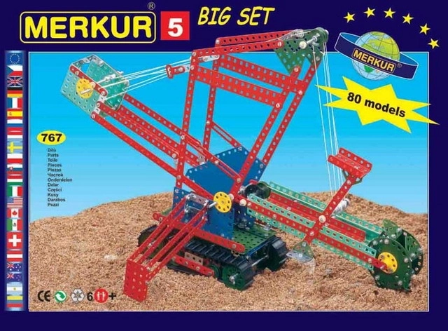 Stavebnica MERKUR 5 – velika kovinska konstrukcijska seta za 84 modelov