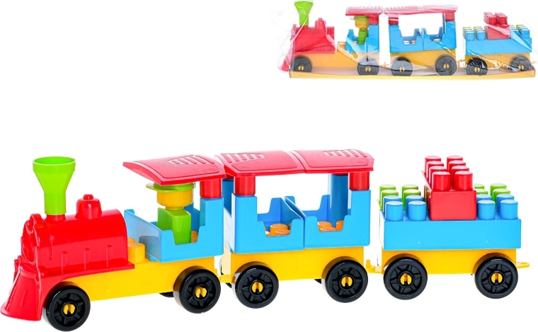 Gradbeni komplet vlak z dvema vagonoma in nalepkami