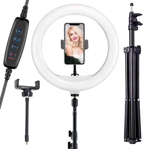 Krožna LED luč Renew Force 30 cm 80 W s stojalom 220 cm, držalom za telefon in upravljalnikom