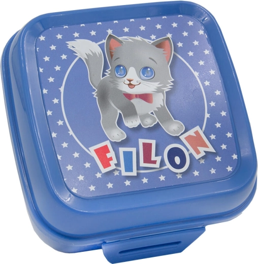 Škatla za malico s klik zapiralom 12,5 × 12,5 × 8 cm – plastična, mešanica barv