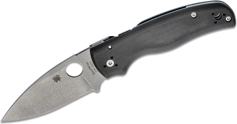 Žepni nož SPYDERCO Shaman, stonewash rezilo, črn ročaj G10