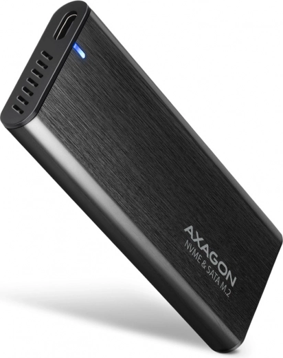 Zunanje aluminijasto ohišje AXAGON brez vijakov z USB‑C 3.2 Gen 2 za M.2 NVMe / SATA SSD