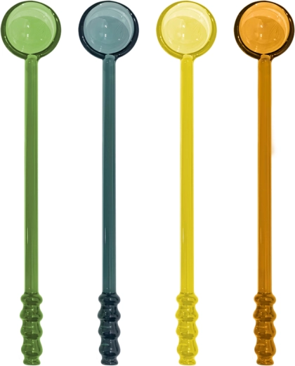 Set of Multicolored Borosilicate Glass Spoons - 4 pcs