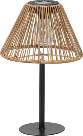 Sončna namizna svetilka z ratanovim senčnikom 33 cm, rjava