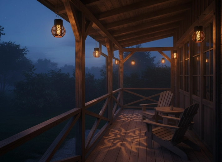 Dekorativni svetlobni vzorci na terasi in vrtu