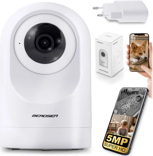 Vrtljiva Wi‑Fi IP kamera 5 MP Berdsen bela