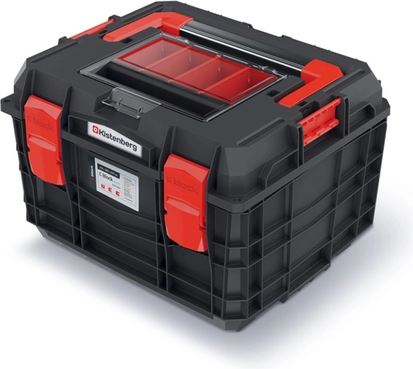 Škatla za orodje z aluminijastim ročajem in organizatorjem 45 × 38 × 29,7 cm črna