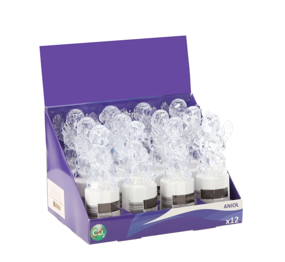 LED angelska sveča na baterije 15 cm, hladno bela