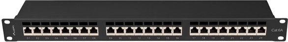 Patch panel 24 vrat 1U Cat 6A črn