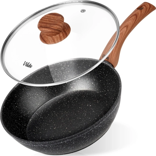 Granitna ponev s steklenim pokrovom GRANITICA WOOD 24 cm, 2,2 l