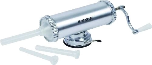 Ročni polnilec za krvavice in klobase iz aluminijeve zlitine, premer 10 cm, 1,5 kg + 3 nastavki