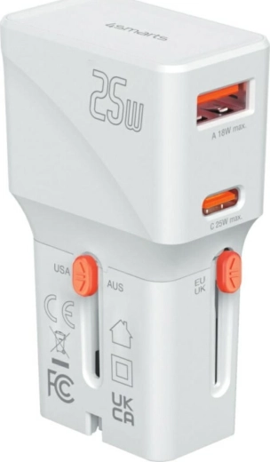 Potovalni polnilec 4smarts Nomad Pocket 25 W USB‑C + USB‑A bel