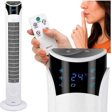 Stolpni ventilator Ruhhy z daljinskim upravljalnikom in LED, bel, 83 cm