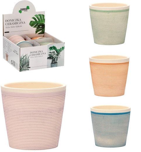 Keramični okrasni lonček za rože 13,3 × 13,3 × 12,8 cm – mešanica vzorcev