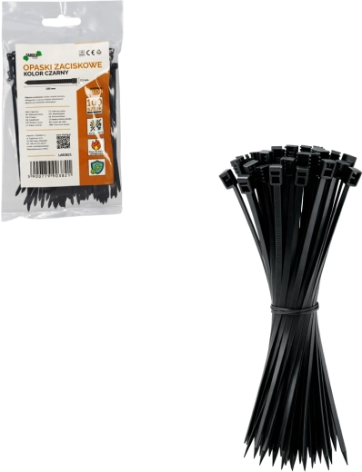 Komplet vezic 2,5 × 100 mm, črne (100 kos)