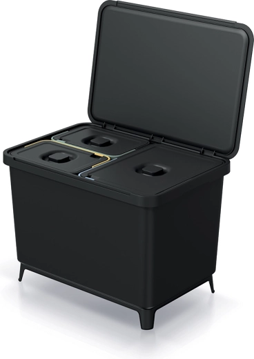 Sistemski koš za ločevanje odpadkov SYSTEMA 23 + 2×10 l, črn, reciklirana plastika