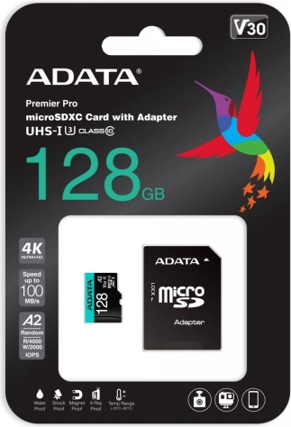 Pomnilniška kartica microSD 128 GB UHS‑I U3 V30 A2 + adapter
