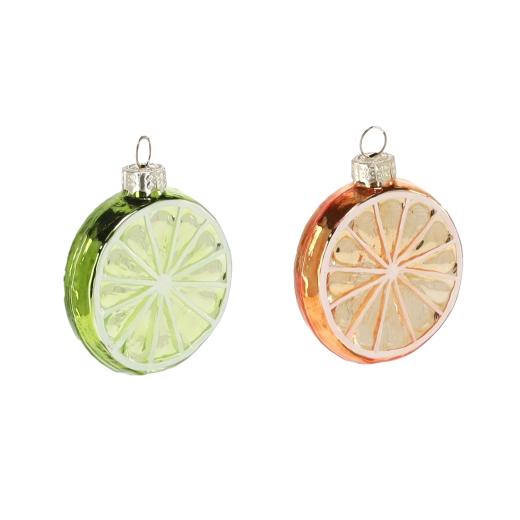 Steklene božične okraske rezina citrusov, mešanica barv, 12 kosov