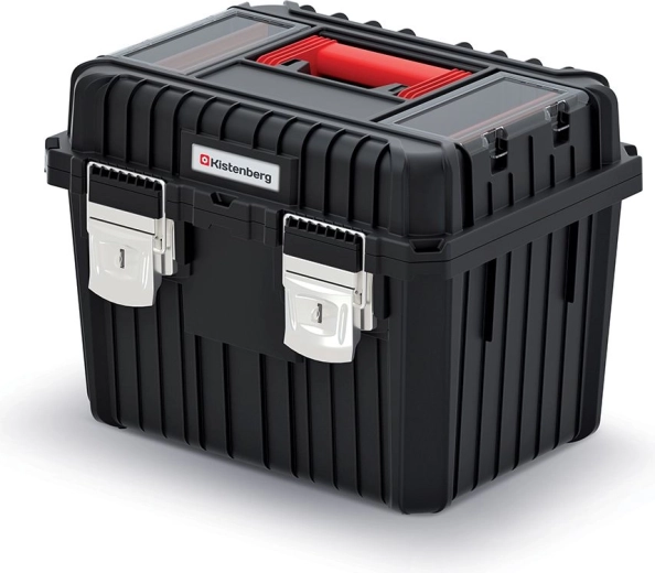 Kovček za orodje s kovinskimi zapirali HEAVY 445 × 360 × 337 mm, črn