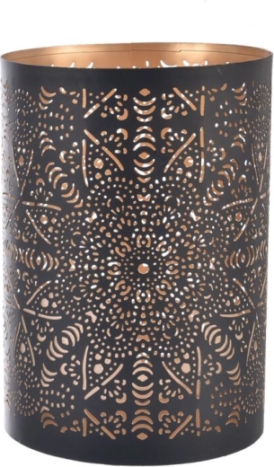 Kovinski svečnik mandala črno-zlat