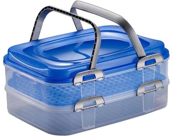 Plastična piknik škatla z 2 nadstropjema 40 × 30 × 18 cm