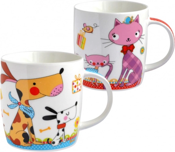 Keramična skodelica z motivom mačke ali psa 390 ml
