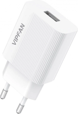 USB polnilec Vipfan USB 2,4A bela